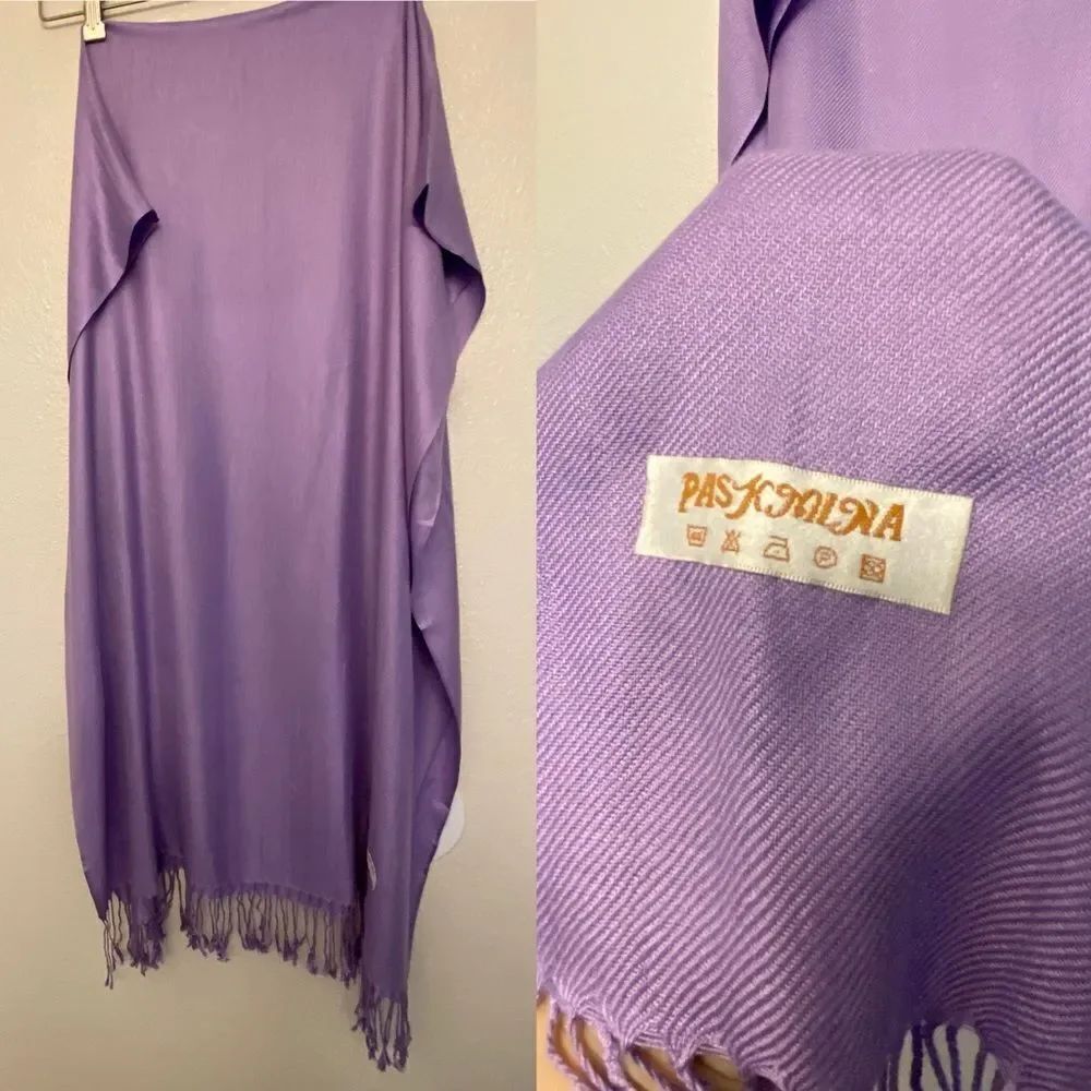 Pashmina 100% lavender lilac purple color Fringe Scarf Wrap Shawl 30x80